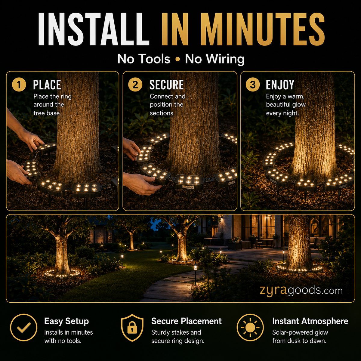 🌳💡 Ring-Shaped Solar Tree Lights