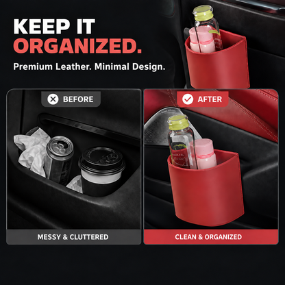 Leather Car Door Cup Holder – Wide‑mouth Opening, Easy Reach for Drinks & Phone