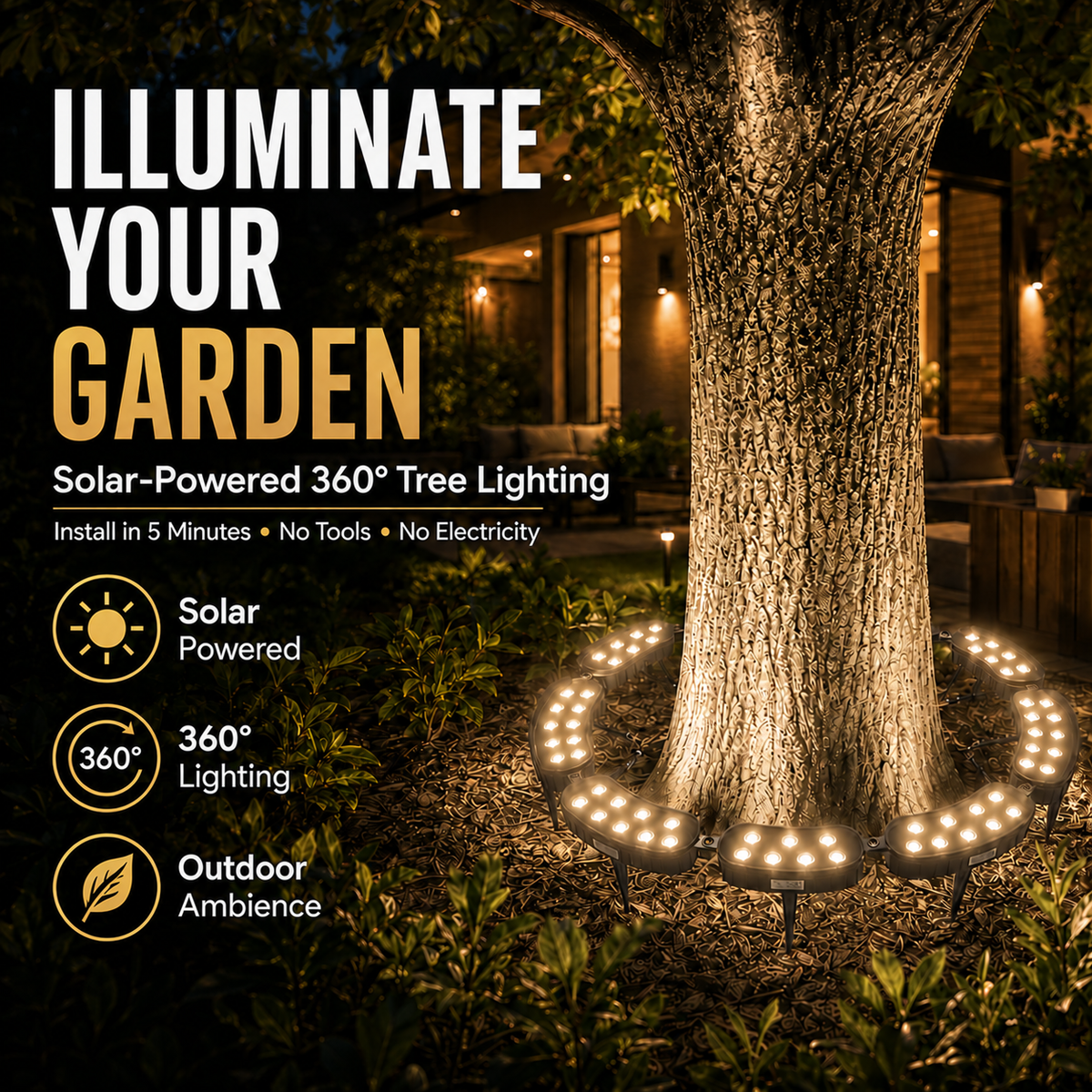 🌳💡 Ring-Shaped Solar Tree Lights