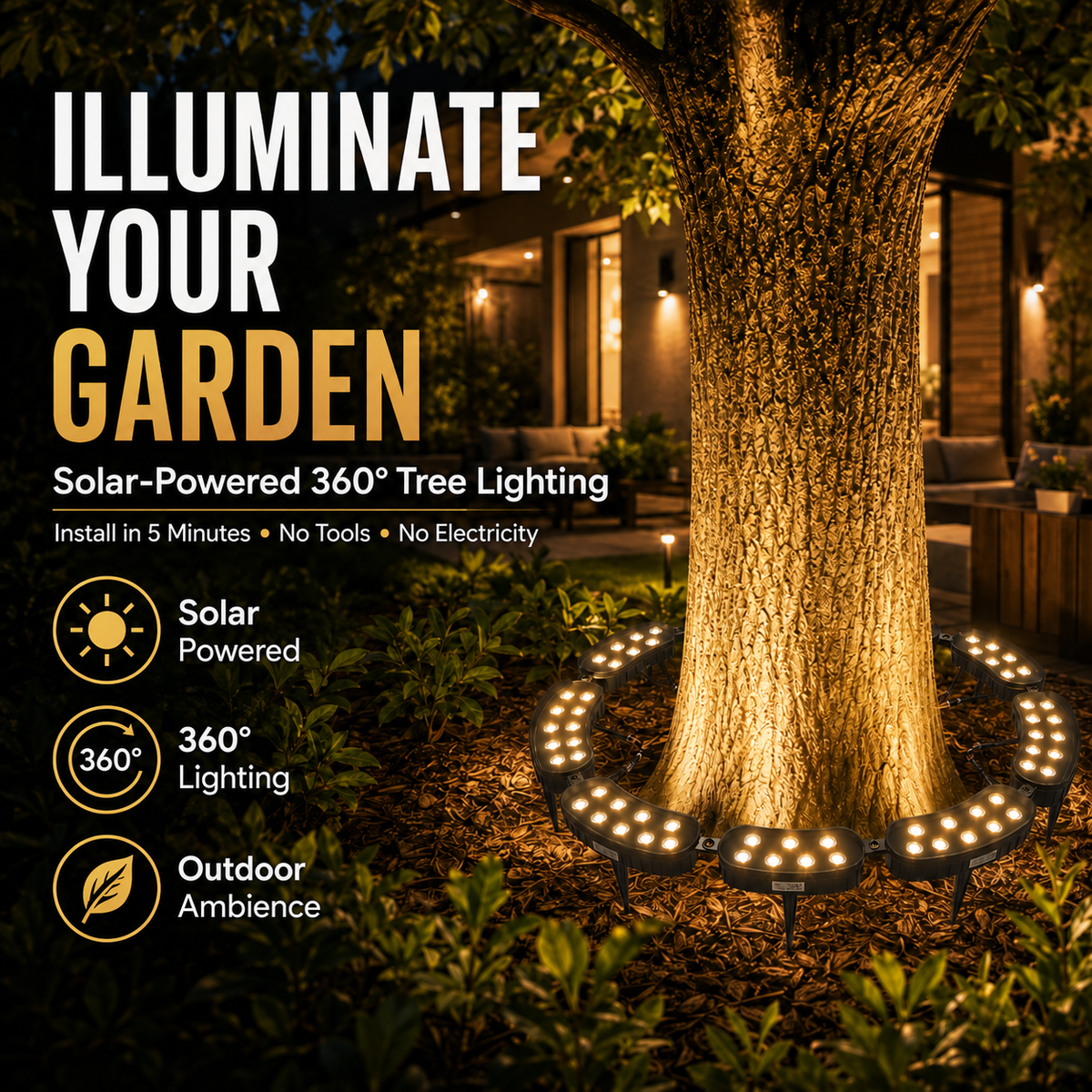 🌳💡 Ring-Shaped Solar Tree Lights