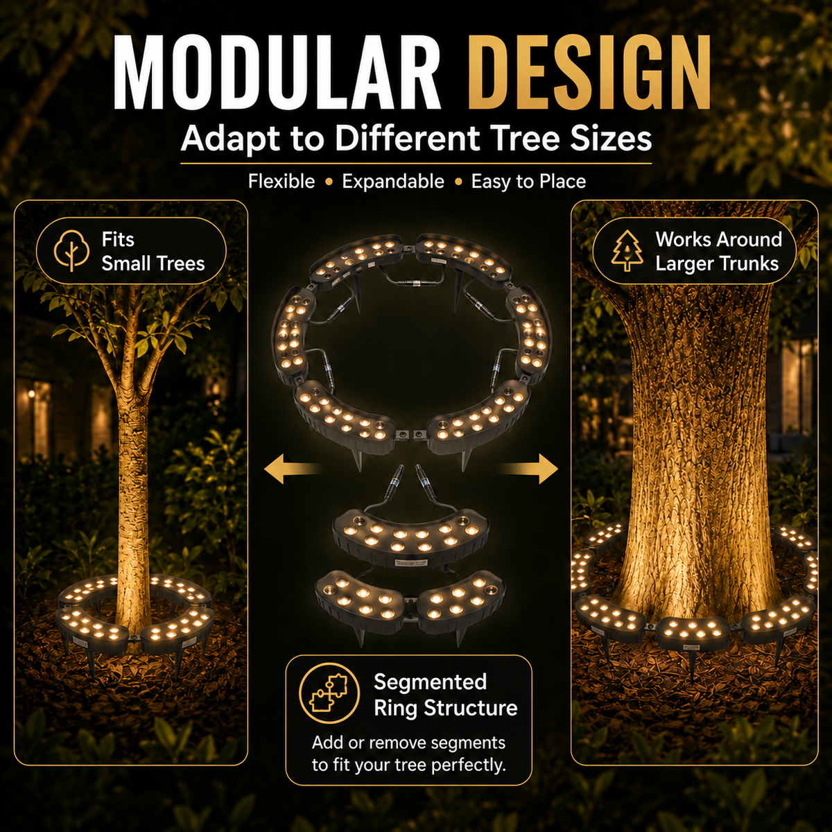 🌳💡 Ring-Shaped Solar Tree Lights