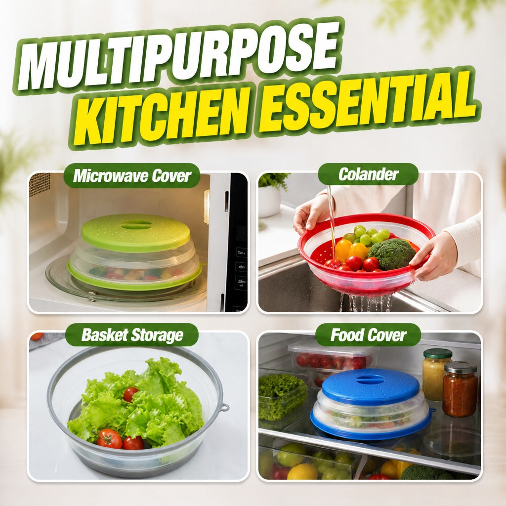 Collapsible Silicone Microwave Food Cover with Hanging Hook