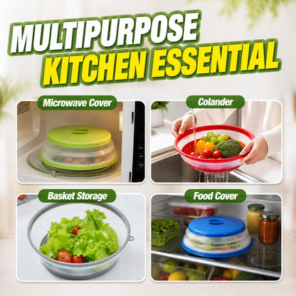 Collapsible Silicone Microwave Food Cover with Hanging Hook