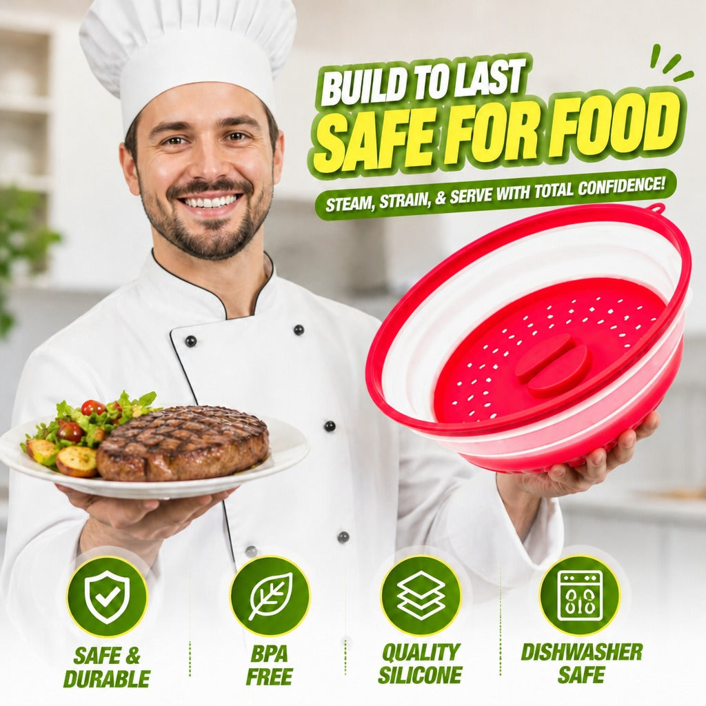 Collapsible Silicone Microwave Food Cover with Hanging Hook