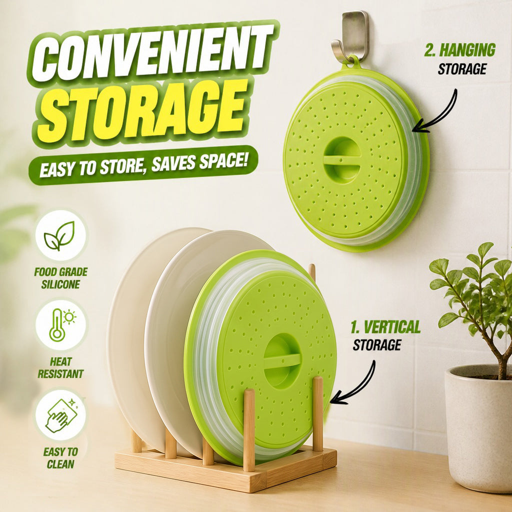 Collapsible Silicone Microwave Food Cover with Hanging Hook