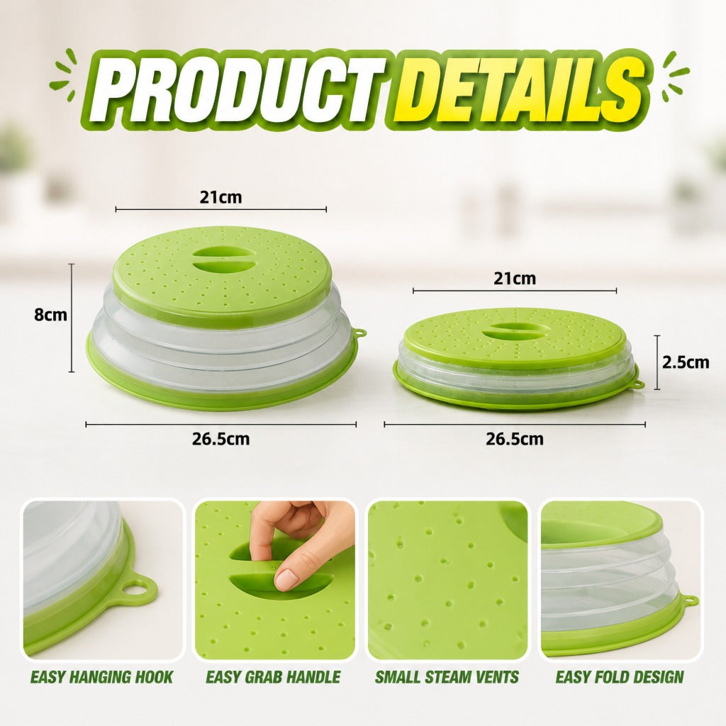 Collapsible Silicone Microwave Food Cover with Hanging Hook
