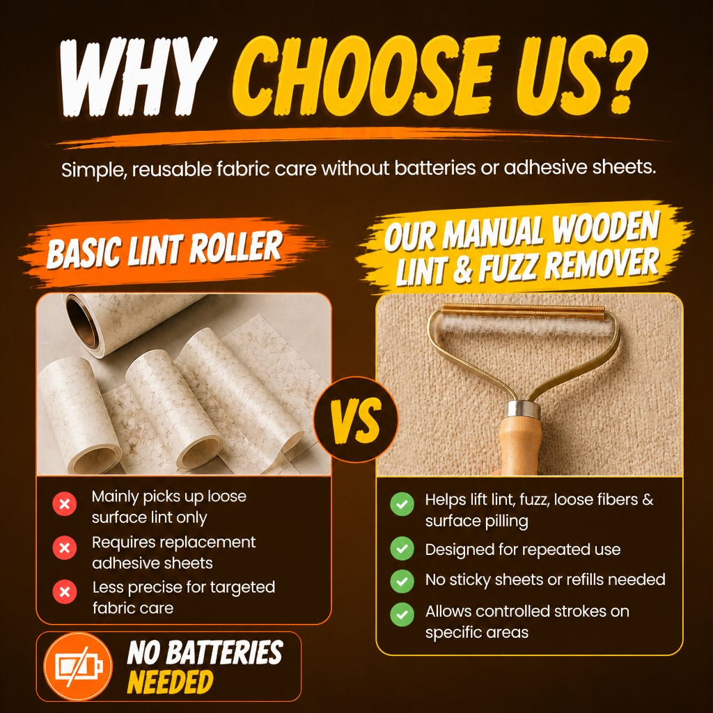 ☁️☁️ Manual Wooden Lint & Fuzz Remover