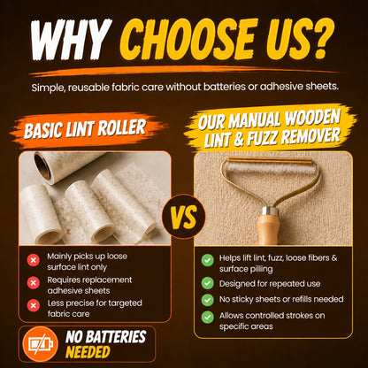 ☁️☁️ Manual Wooden Lint & Fuzz Remover