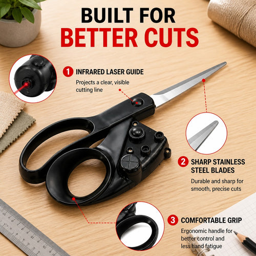 ✂️ Laser Guided Scissors – Accurate, Guided Cutting for Sewing & Creative Projects