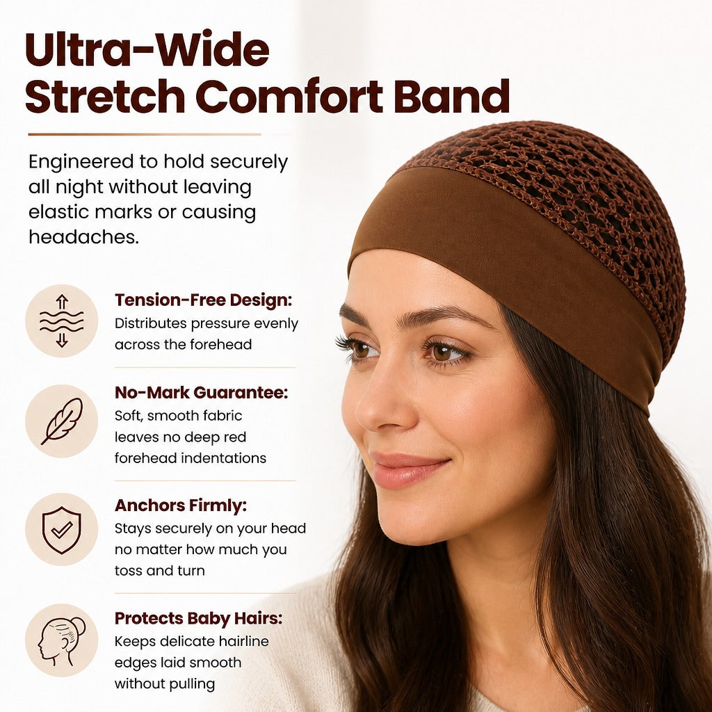 Stretchy Wide-Edge Sleeping Cap Set - For Beauty & Hair Care (3 Pieces)