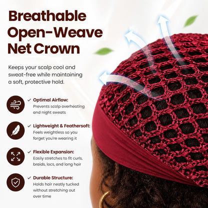 Stretchy Wide-Edge Sleeping Cap Set - For Beauty & Hair Care (3 Pieces)