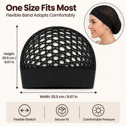 Stretchy Wide-Edge Sleeping Cap Set - For Beauty & Hair Care (3 Pieces)
