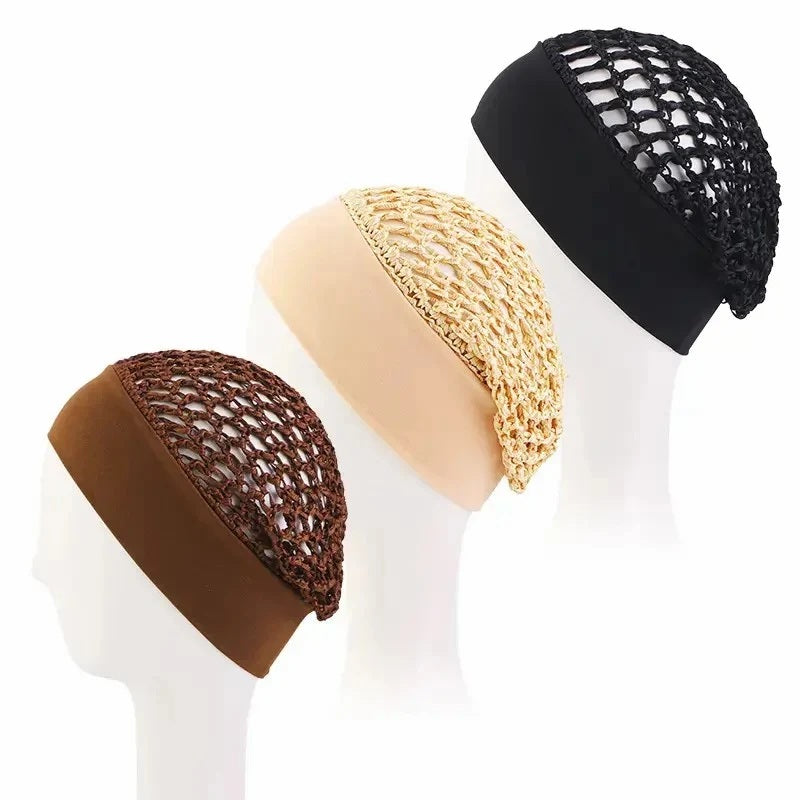 Stretchy Wide-Edge Sleeping Cap Set - For Beauty & Hair Care (3 Pieces)