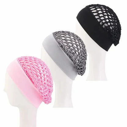 Stretchy Wide-Edge Sleeping Cap Set - For Beauty & Hair Care (3 Pieces)