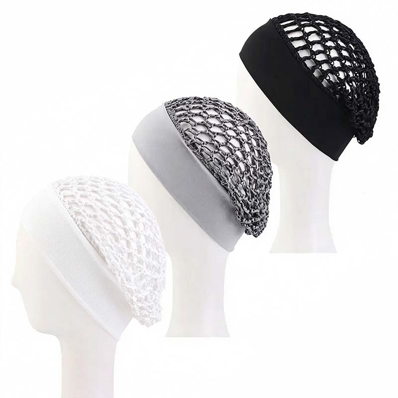 Stretchy Wide-Edge Sleeping Cap Set - For Beauty & Hair Care (3 Pieces)