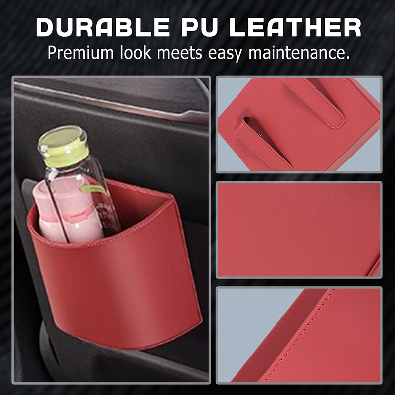 Leather Car Door Cup Holder – Wide‑mouth Opening, Easy Reach for Drinks & Phone