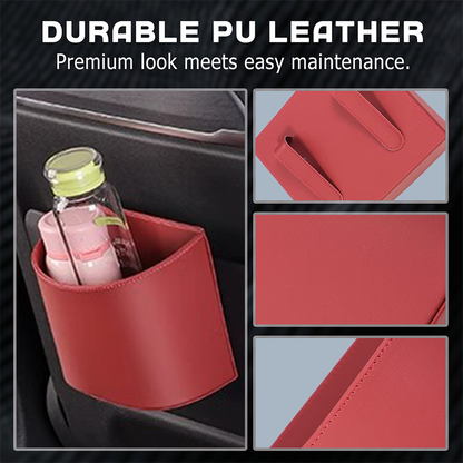 Leather Car Door Cup Holder – Wide‑mouth Opening, Easy Reach for Drinks & Phone