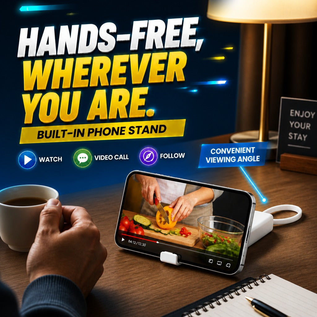 ⚡🔋 Universal Compact Travel Tech Kit –  Fast Charging, 480Mbps Data Transfer, Adapters, Card Storage & Phone Stand