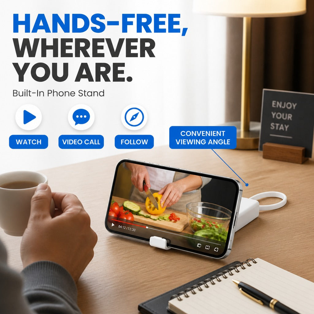 Universal Compact Travel Tech Kit – ⚡⚡ Fast Charging, 480Mbps Data Transfer, Adapters, Card Storage & Phone Stand