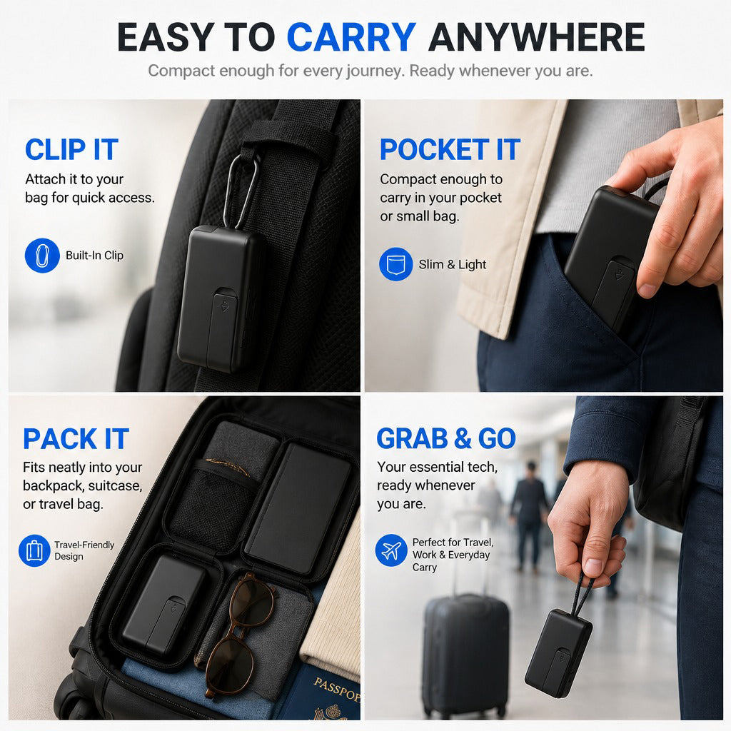 Universal Compact Travel Tech Kit – ⚡⚡ Fast Charging, 480Mbps Data Transfer, Adapters, Card Storage & Phone Stand