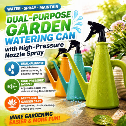 💦🌻 Dual-Purpose Garden Watering Can with High-Pressure Nozzle Spray