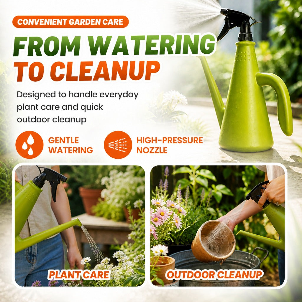 💦🌻 Dual-Purpose Garden Watering Can with High-Pressure Nozzle Spray